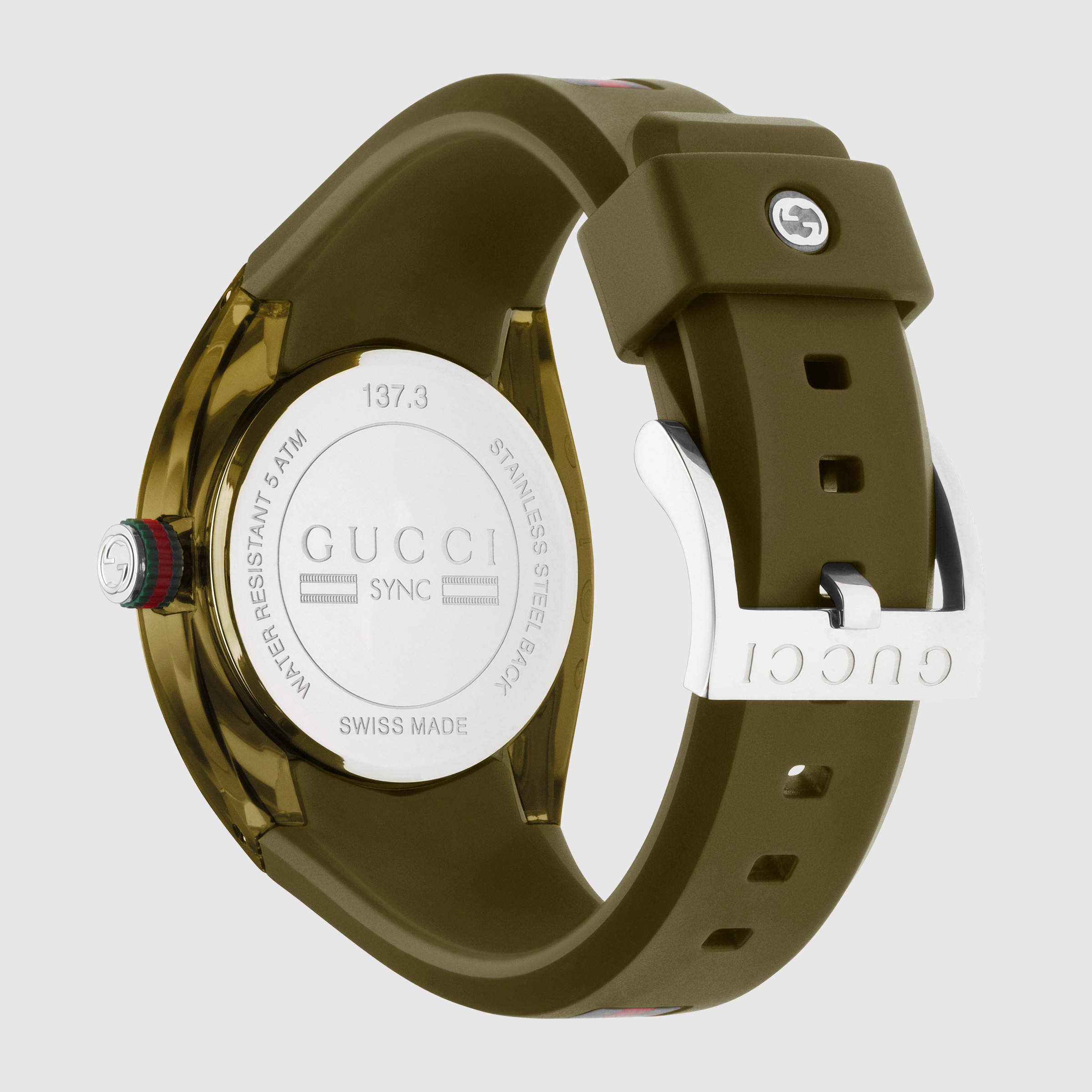 Brand New Gucci SYNC XXL Mens Stainless Steel Watch with Rubber Strap